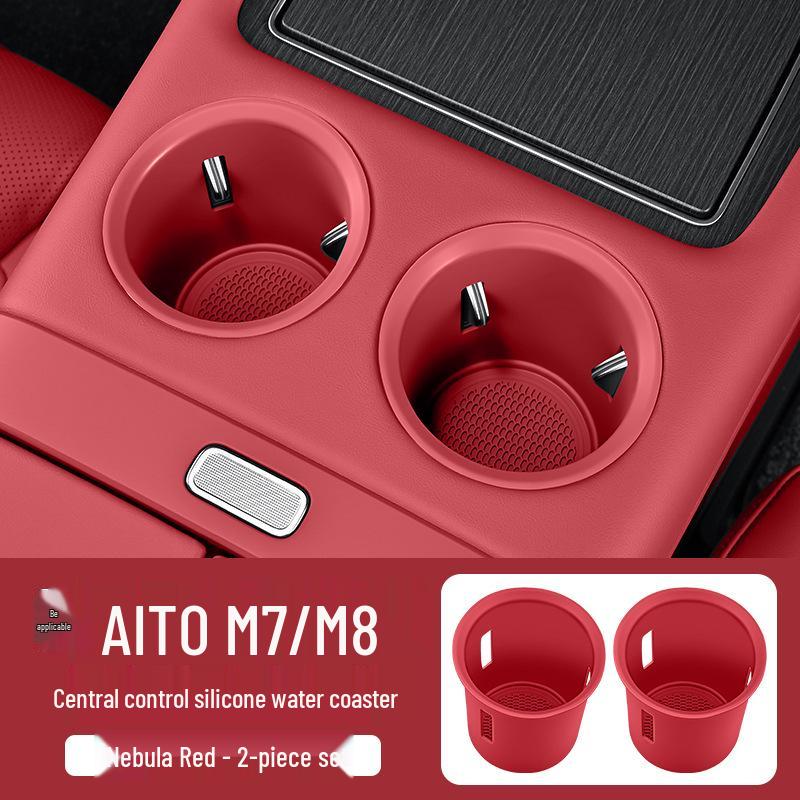 Silicone Holder for AITO M7/M8 Center Console Cup: Mat & Limiter Sleeve for 26 Models