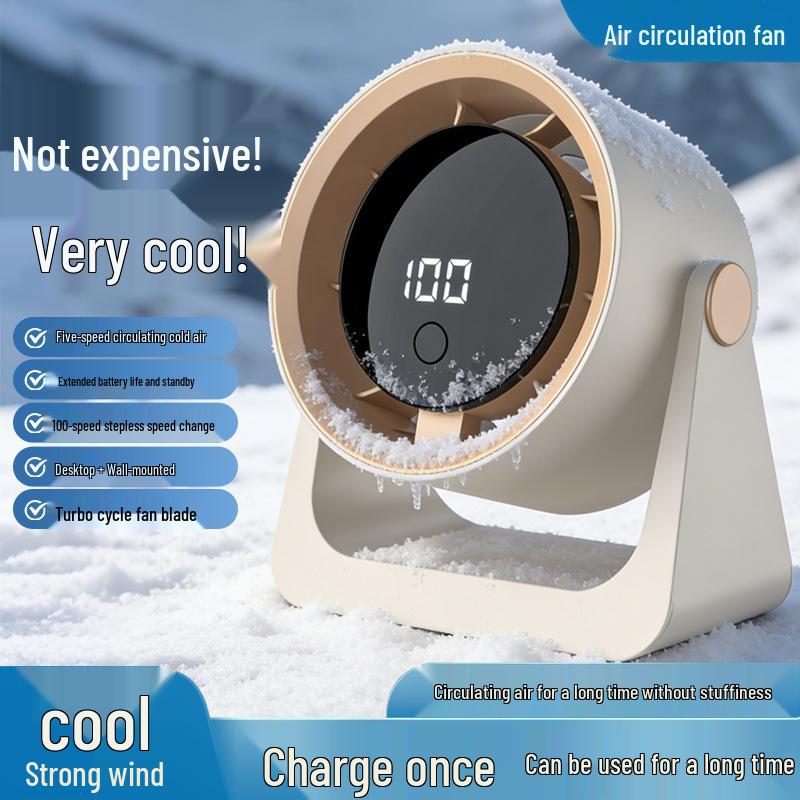 100-Speed Portable Desktop Fan: Wall-Mountable, Rechargeable for Home, Dorm & Outdoor Use