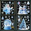 Christmas Window Clings Snowflakes Santa Static Sticker, Waterproof PVC Winter Festive Home Ornaments Decal, Decorative Removable Cling for