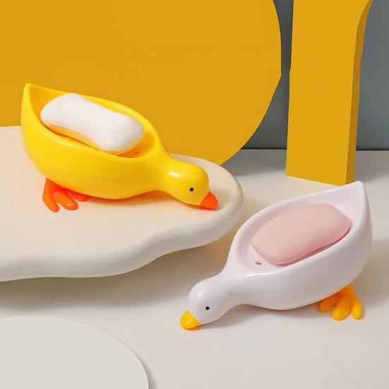 Duck-Shaped Soap Box Non-Slip Design Self-draining Easy to Clean Universal Soap Holder Bathroom Decoration