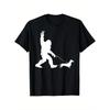 European Sizes Men's & Women's Retro Dachshund Sasquatch Graphic T-Shirt - Funny Wiener Dog Walking with Leash Design