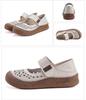 Fashion New arrival cutout cow leather sandals women summer mary jane flats shoes woman hook loop soft loafer ladies breathable sandals