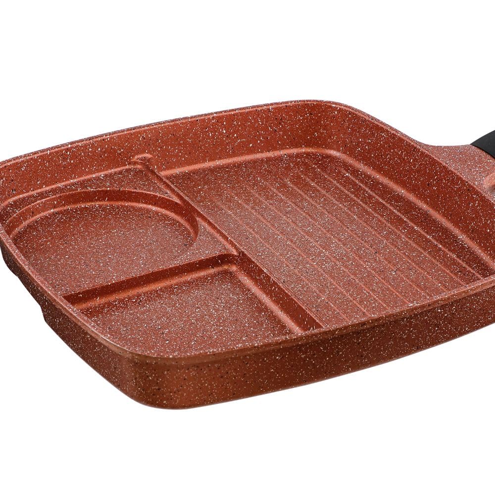 Bestco Frying Pan with 3 Variaspan Dividers, Sides, IH, Gas, Red, ND-5130,