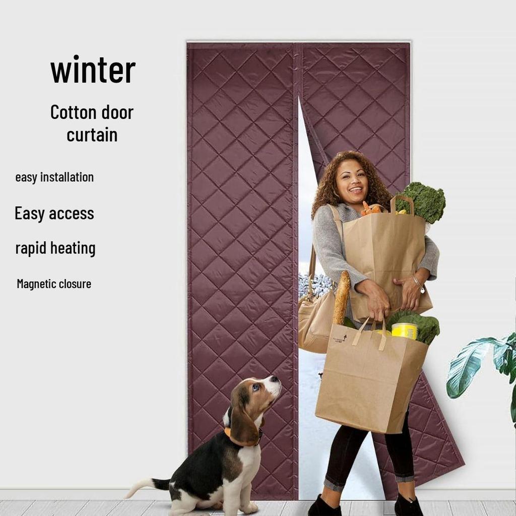 Winter Geïsoleerd Winddicht Katoenen Deurgordijn met Magnetische Zuiging - Warme Huis Airconditioning Barrière, Geen-Boor Scheidingswand Installatie