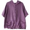 Summer Women Oversized Cardigan Hooded Coffee Purple Cotton Linen Casual Loose Blouse Plus Size Vintage Ladies Thin Coat Korean Fashion
