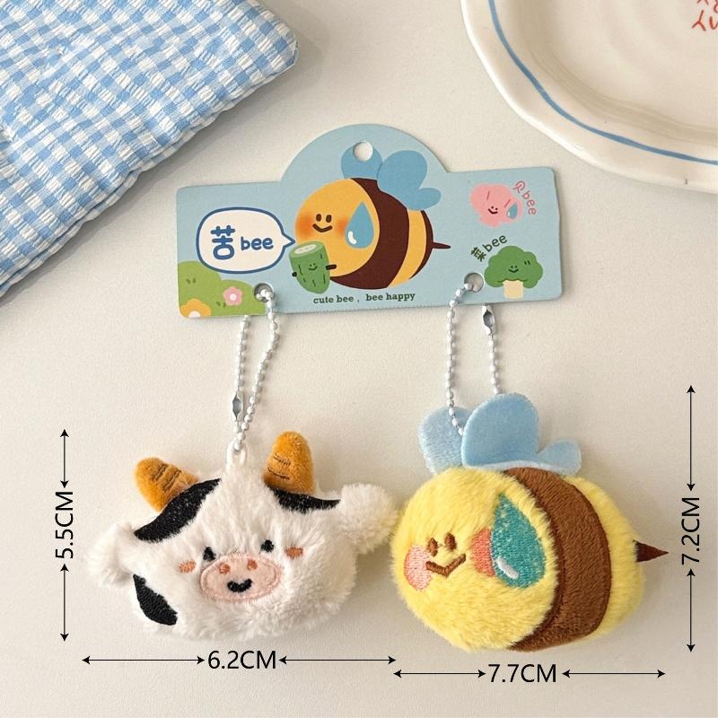 1Pair Creative Cartoon Bee Plush Keychain Fun Animal Stuffed Doll Plush Toy Pendant Backpack Decoration Accessories Gift