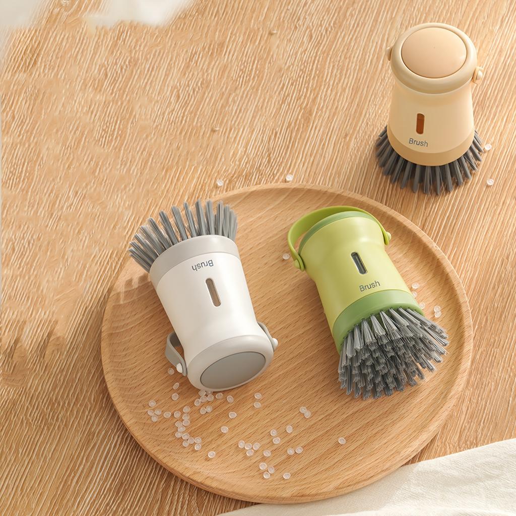 1ks Multifunkční kuchyňský kartáč na hrnce s dávkovačem mýdla, Odolný drátěnkový kartáč na dřez a pracovní desku