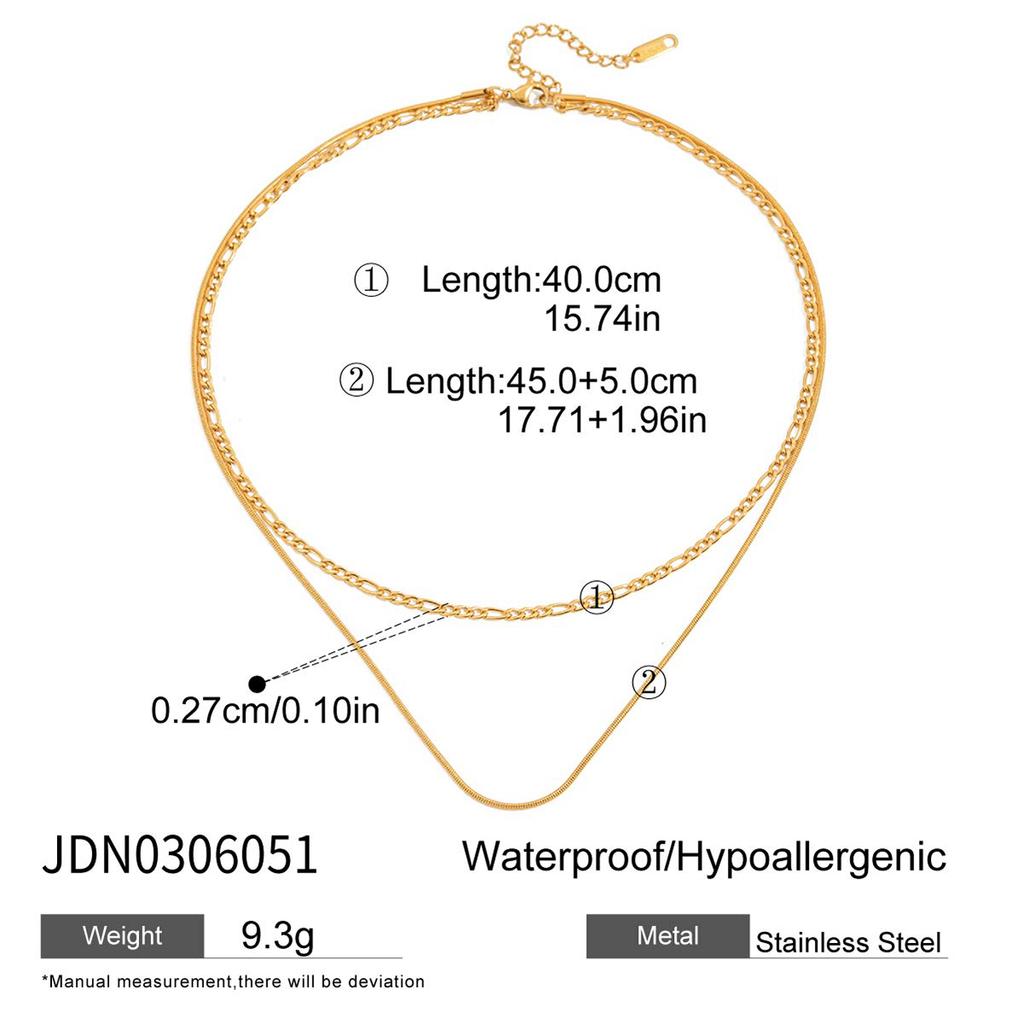 Uworld Gioielli Semplici Placcato Oro 18K Collana a Strati Catena Piatta Serpente Collana a Corda Serpente in Acciaio Inossidabile Regalo