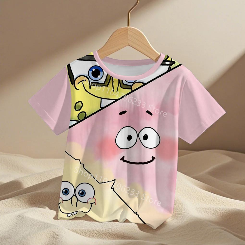 Fashion SpongeBob Kids Cartoon Anime Boys Girls Summer Fashion Casual Men's Women's Tshirts Children Adult Parent Child T Shirts