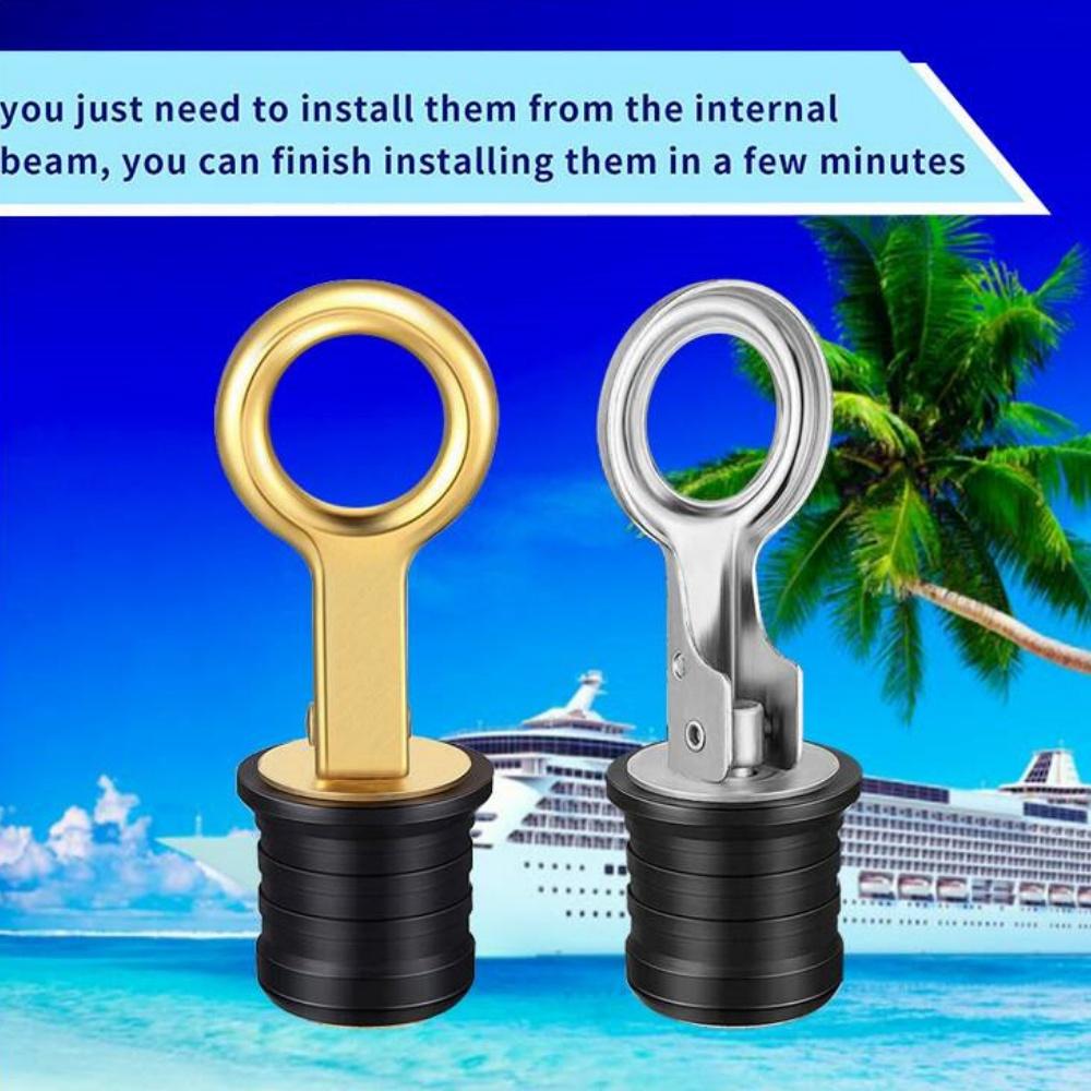 Snap-Handle Drain Plug – 316 Stainless Steel & Brass, Fits 3/4" 1" 1-1/4" Holes, Cam-Lock Marine Boat Drain Plug