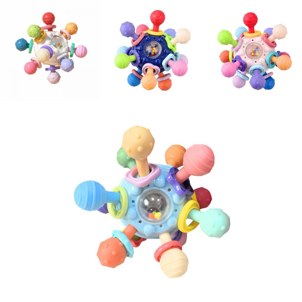 Brinquedo de Chocalho de Mão Bola de Dedo Manhattan para Bebê Bola Atômica Mordedor Giratório Brinquedo de Agarrar com a Mão Bola de Borracha Macia