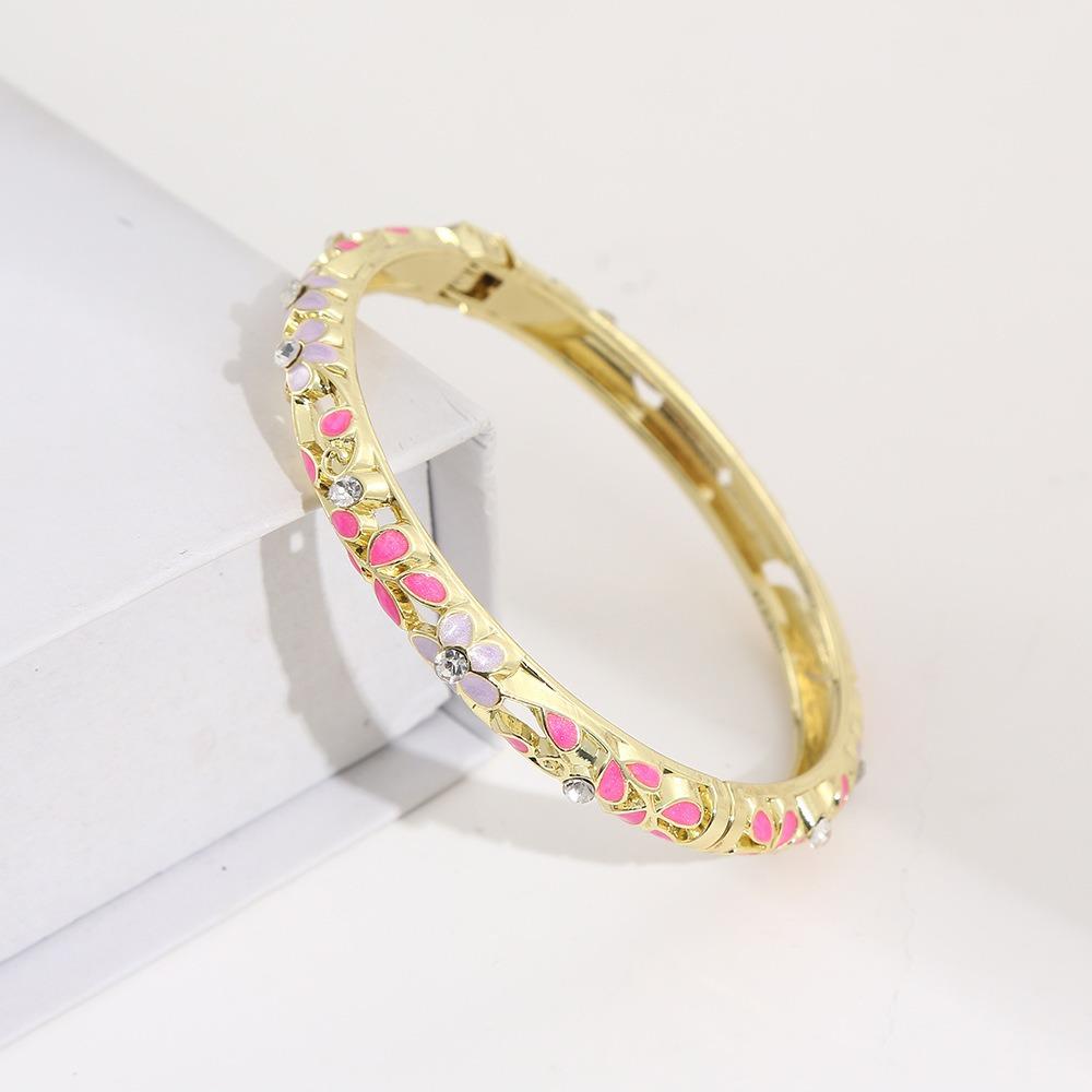 Colorful Enamel Bangle Vintage Flower Enamel Bangle Cloisonne Bracelet  Party Jewelry