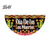 Sugar Skull Fan Flag Day of The Dead Bunting Banner, Marigold Print Fiesta Mexican Festival Home Ornament Hanging Flag, Colorful Outdoor Yard
