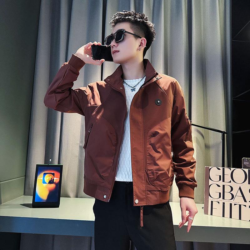 

JK157 - Men s Trendy White Autumn Jacket L вина червоного кольору