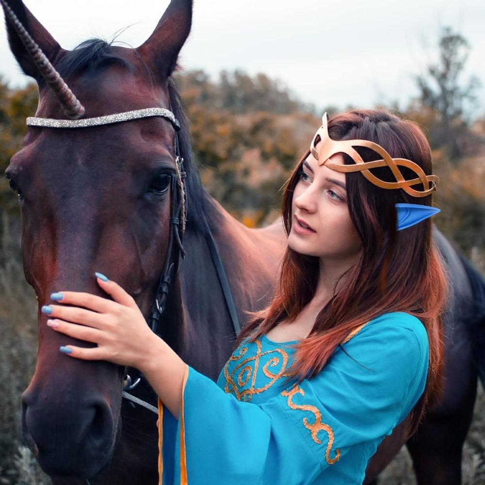 Královsky modrá barva na obličej pro cosplay Šmouly Krátké elfí uši Halloweenský cosplay Elfí uši Špičaté uši Latexové vílí uši na párty