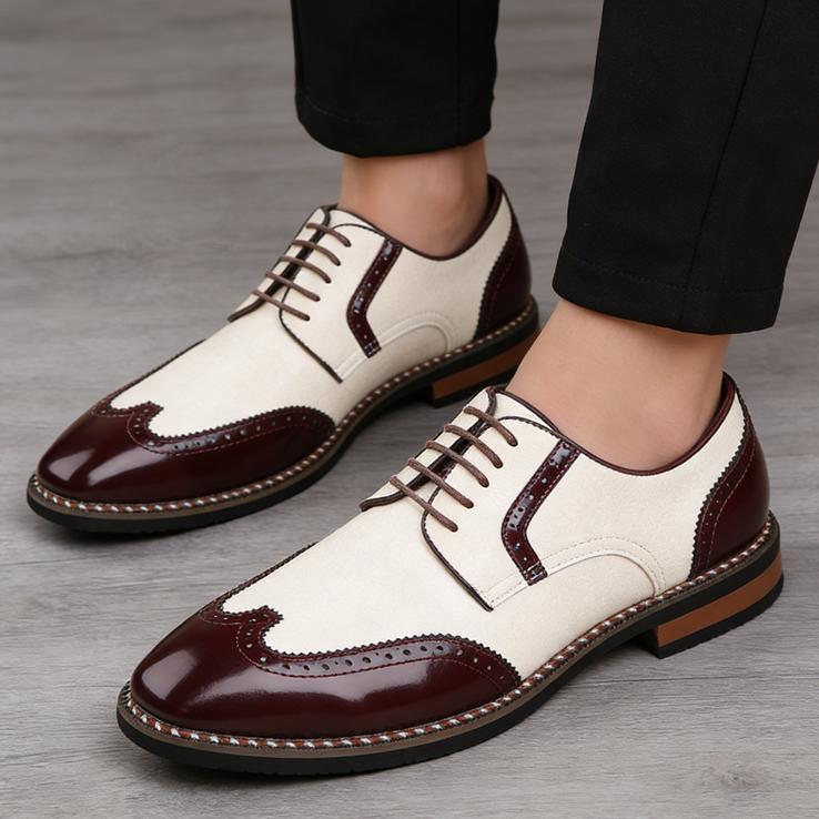 Nové pánské špičaté bílo-hnědé mix barvy ležérní brogues oxfordky značkový designér svatební šaty Homecoming ples formální obuv