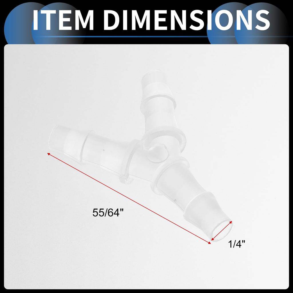 INFINAUTO Car Vacuum Tube Connector 1/4" Car Y Shape 3-Way Vacuum Line Fitting Plastic Transparent 5pcs