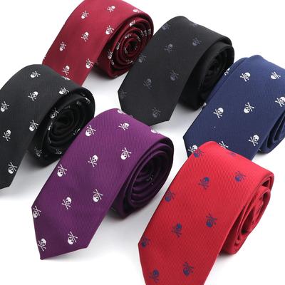 Cravatte con teschio, per uomo donna, classiche, cravatte in poliestere, cravatte alla moda, feste di Halloween, cravatte