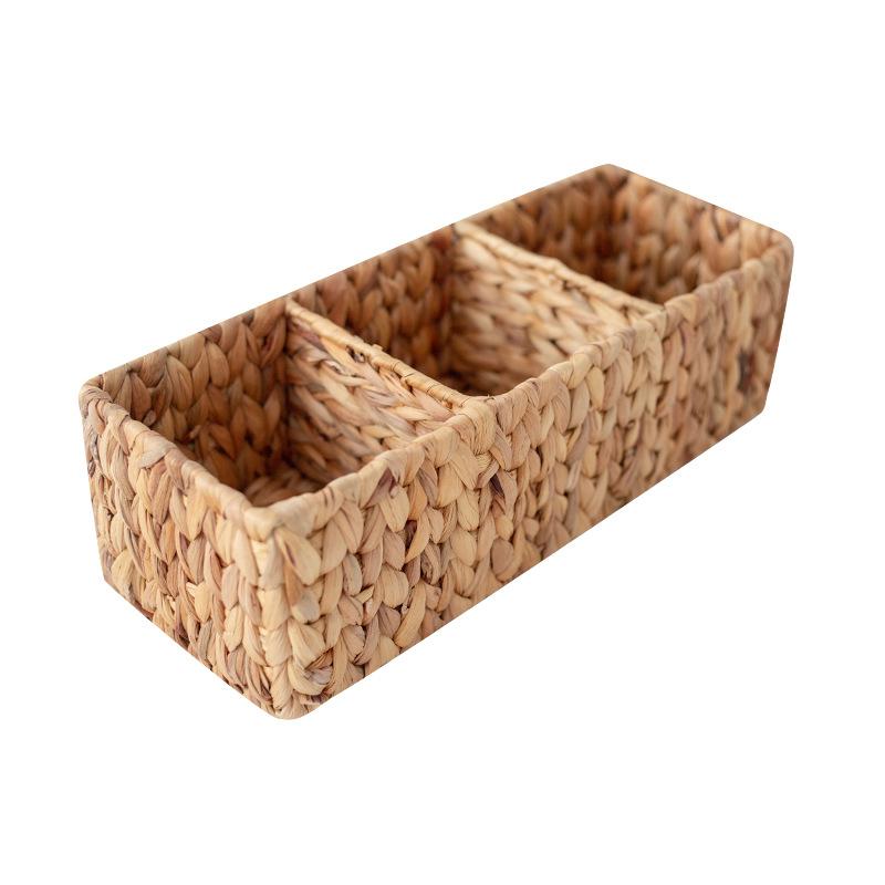 3grid storage basket hand woven desktop storage basket home living room bathroom organizer rattan multifunctional storage basket