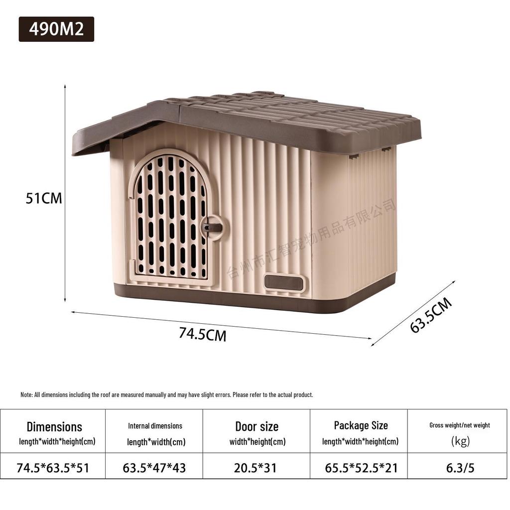 Outdoor Cat and Dog House: All-Weather Semi-Enclosed Shelter, Rainproof and Sunproof Plastic Villa for Stray Cats