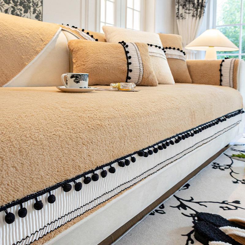 Winter Thickened Cotton Velvet Sofa Cushion 2024 New Non-Slip Seat Cushions Leather Sofa Cover Plush Cover Towel