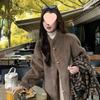 2025 Women's Thickened Faux Shearling Coat with Mink Fur Stand Collar
