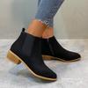 European and American Foreign Trade Large Size Thick Heel Short Martin Boots Women's Round Head Suede Side Zipper Low Heel Thin Single Boots