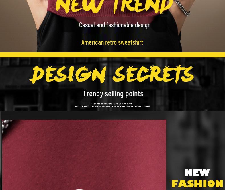 Men's Trendy Embroidered Round Neck Hoodie - Casual Loose Fit Winter Top