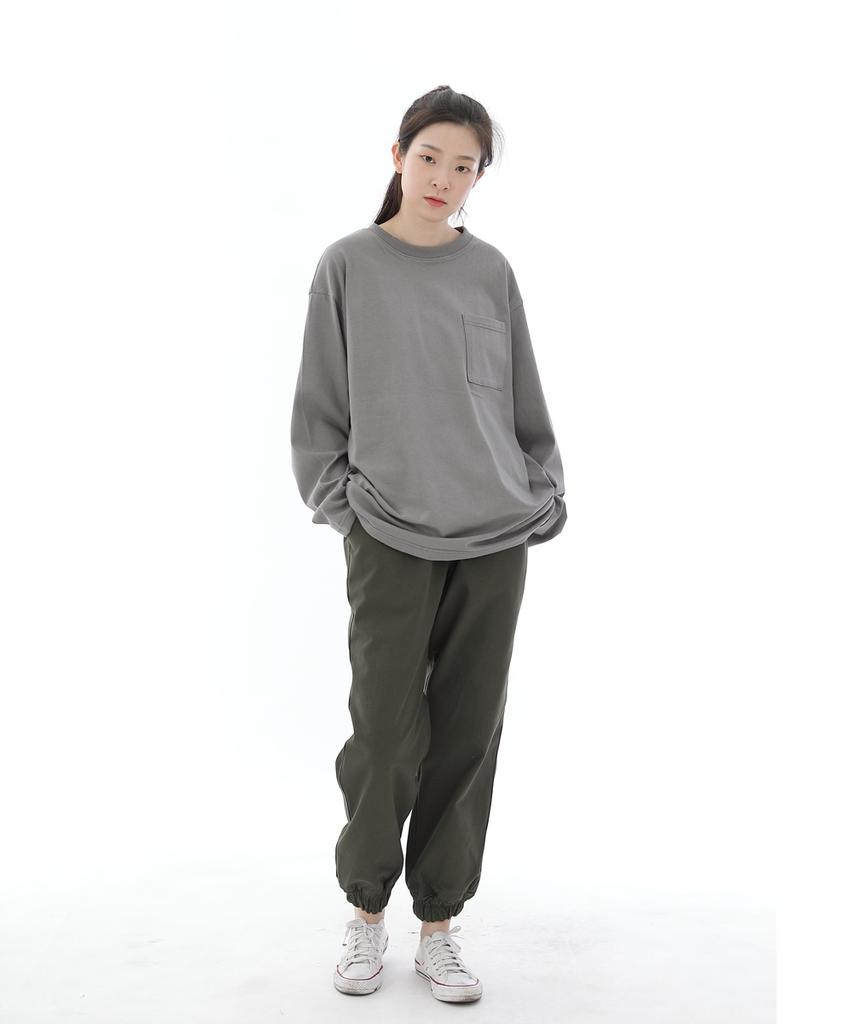 Seinteukeulu Back Bartack Point Coated Strap Jogger Pants Bb-303J Khaki