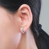 Graduated Four Round Stone Click Huggie Hoop Earrings Women Minimalist Ear Jewelry