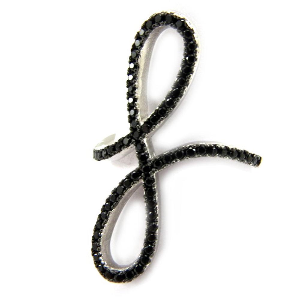 Silver Ring 'Sissi' Black (infinity) Silver Rhodium - 30x7 Mm