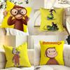 Cartoon CCurious GGeorge Cushion Cover Pillow Case Antidustmite Pillowcase Silky Short Plush Sofa Cushion Cover Hot