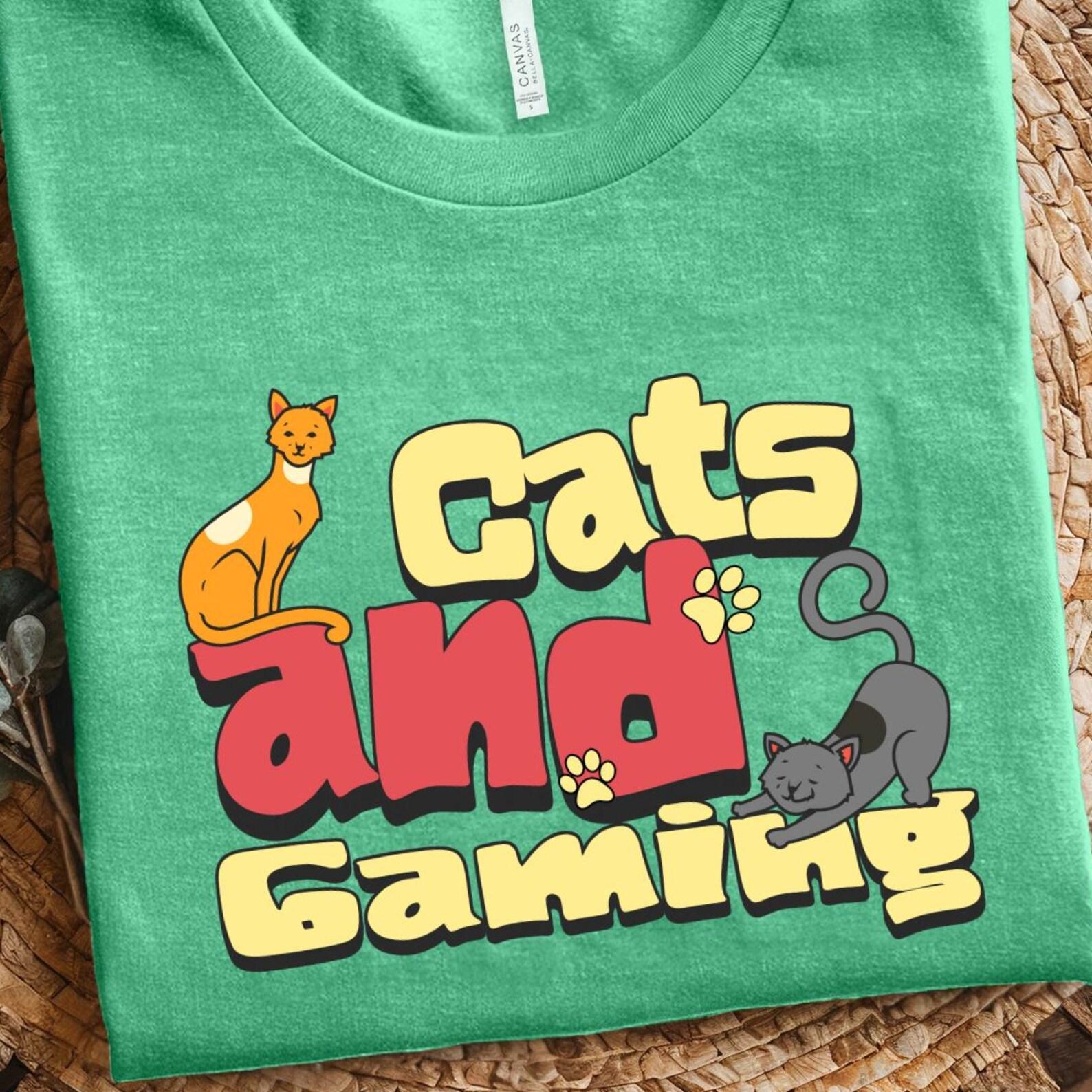 Cat Gamer Shirt Funny Gaming Tee Cute Kitty Gamer Gift Video Game Shirt For Cat Lovers Retro Gaming Tee Unisex Cat Mom Cat Dad Gift Idea XL