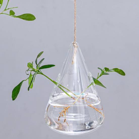 3 Pcs Hanging Glass Planter Clear Plant Propagation Stations Hydroponic Flower Vase for Indoor Home Office Living Room Decor