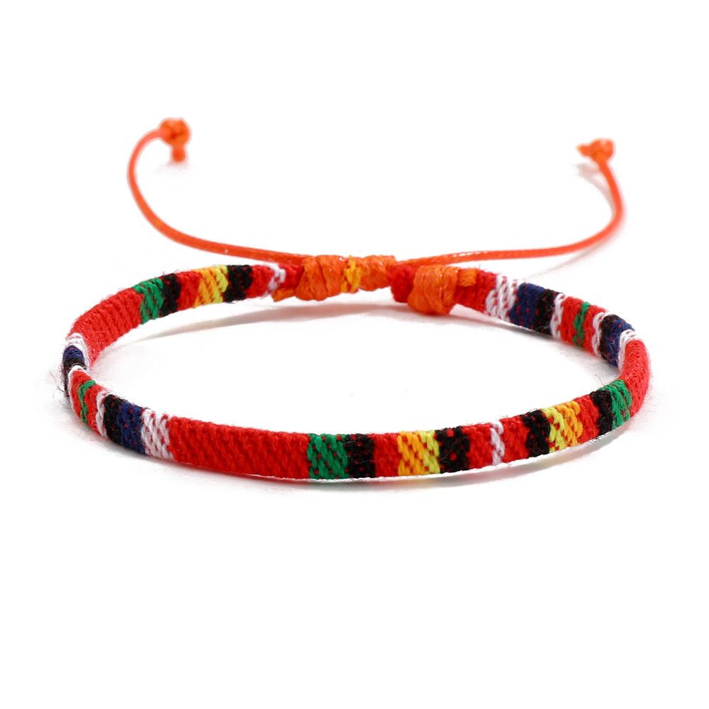 Colourful Bohemian-style cotton-linen woven bracelet – a simple versatile piece
