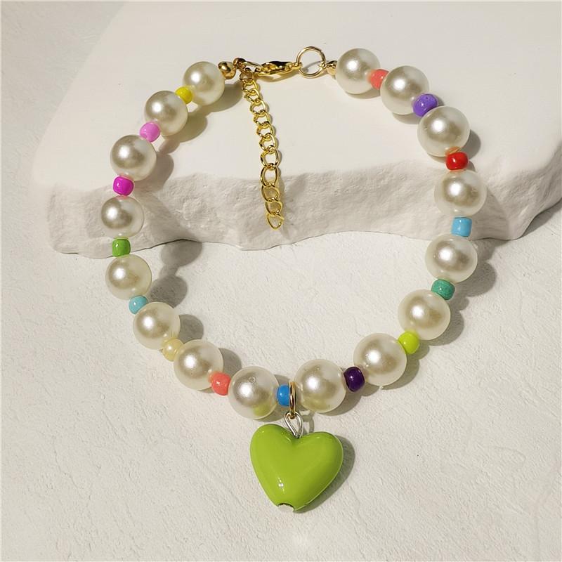 Summer Dopamine Love Pet Necklace Cat Colorful Pearl Collar Dog Cute Necklace Ornament