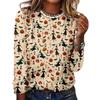Women's Halloween 3D Printed Pumpkin Face Bat Long Sleeve Shirt Autumn Loose Casual Polyester Round Neck Fashion Casual Top
