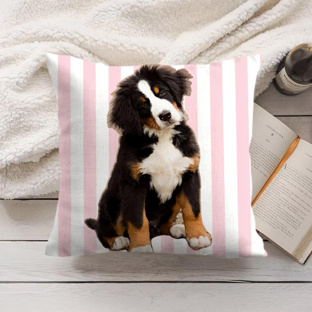 Simple Striped Marine Dog Cushion Cover Silky Short Plush Invisible Zipper Dustproof Sofa Pillow Case For Home Decor