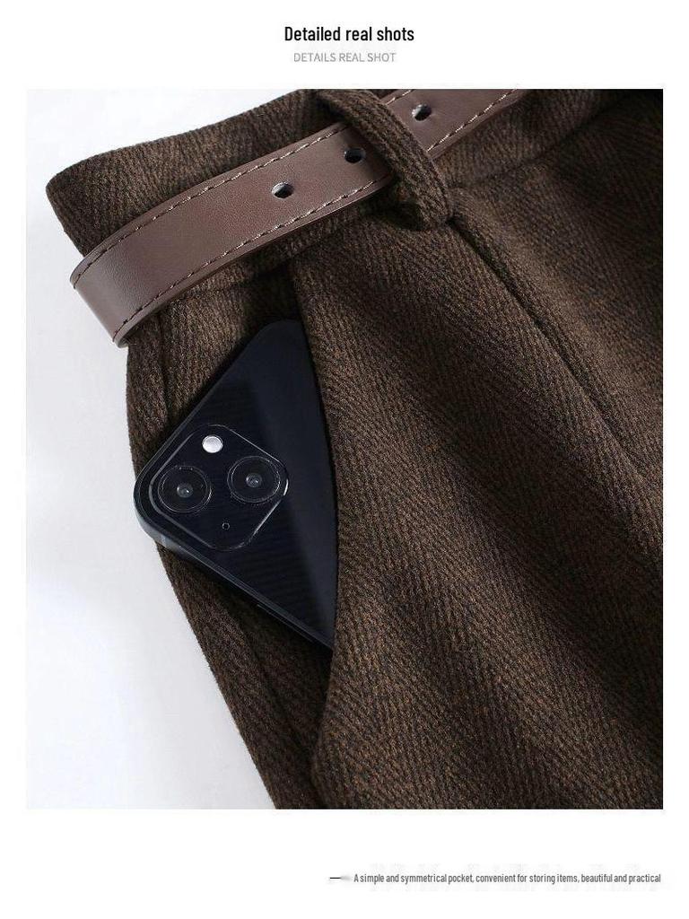 Women's High-Waisted Woolen Shorts: Autumn/Winter 2025 New Style, Slimming, Loose, Casual Wide-Leg A-Line Bootcut.