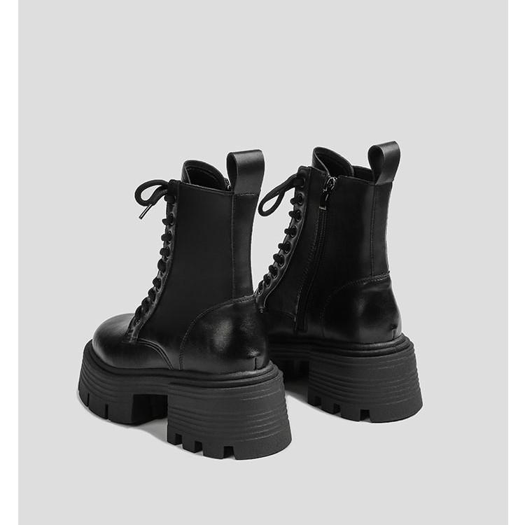 British Style Platform Martin Boots Women's 2024 New Fashionable Versatile Small Man Height and Thin Lace-up Thin Boots