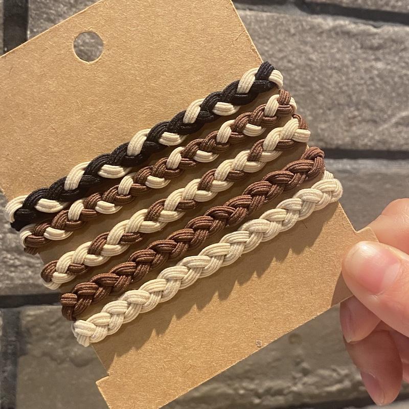 1set Simple high elastic hair rubber bands for women black thick hair tie heart hairband scrunchie set pack girls hair acesories