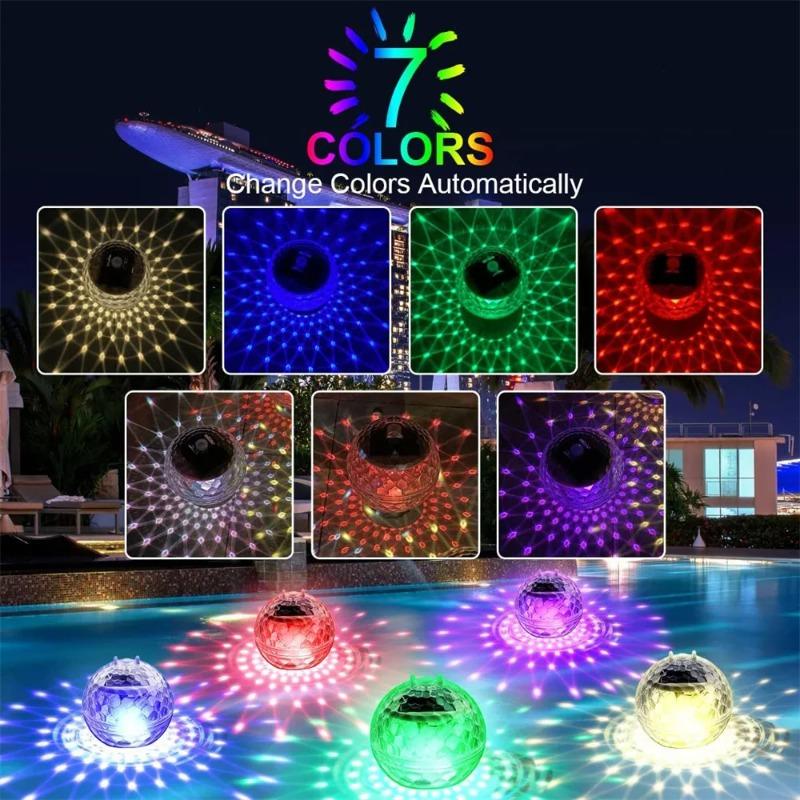 Solar Powered RGB Floating Pool Ball Lights, IP68 Waterproof Round Magic Ball Lamp, Outdoor Pond Garden Decor Night Light for Holiday, Party & Wedding