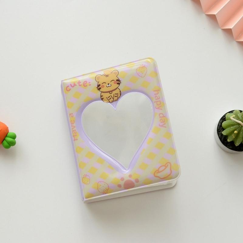 Mini Photo Album 3 inch 36 Sheets Hollow Heart Mini Card Organizer Bag for Children Girls Boys Holiday Birthday Gift
