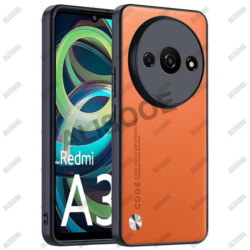 Shockproof Funda for Xiaomi Redmi A3 Case Luxury Fiber Texture PU Leather Protection Cover for For Redmi A3 Capa