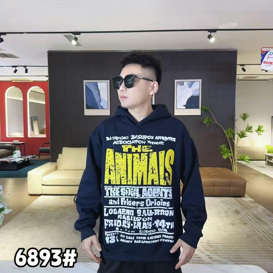 

Unisex Retro Letter Print Fleece-Lined Hoodie for Autumn and Winter XXXXL for 180-200 lbs темно-синий