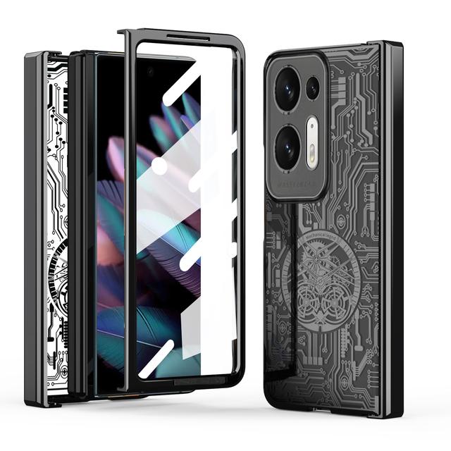 

Чехол для Oppo Find N2, чехол с прозрачным покрытием, шарнир, механизм, передний экран, стеклянная задняя крышка для Oppo Find N2, 5 г, капа For OPPO Find N2 чёрный