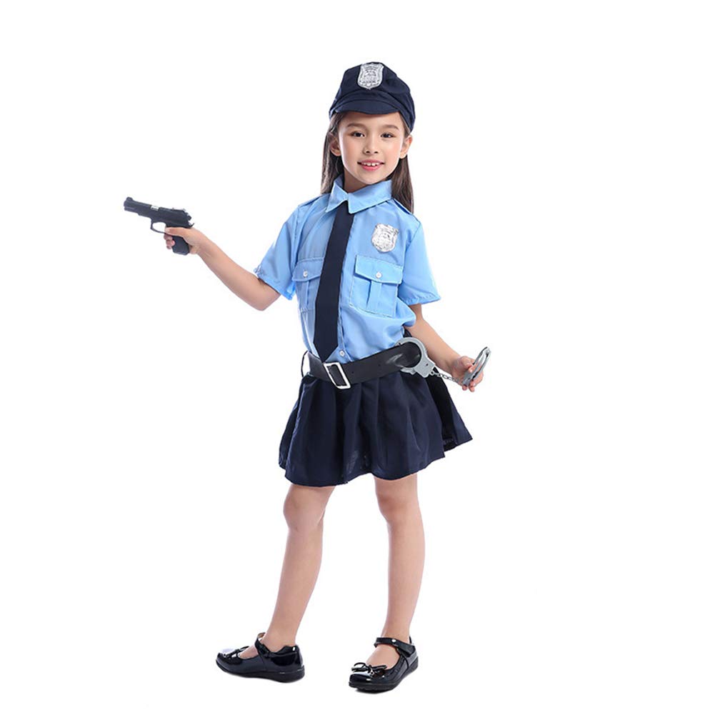 Suerba Kids Police Halloween Police Costume Costume, 5-Piece Set, Girls' (Small)