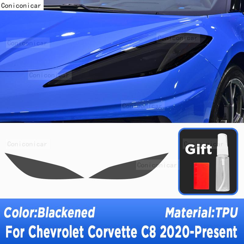 

2 Pcs Performance Car Headlight Protective Film Front Light TPU Sticker For Chevrolet Corvette C8 Accessories A