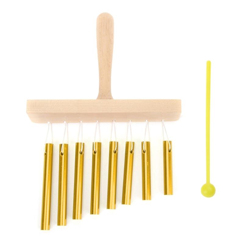 Percussion Bells Toy 8 Tone Hand Bells Knocker Windchime Chimes Bells Bar Chimes золотой