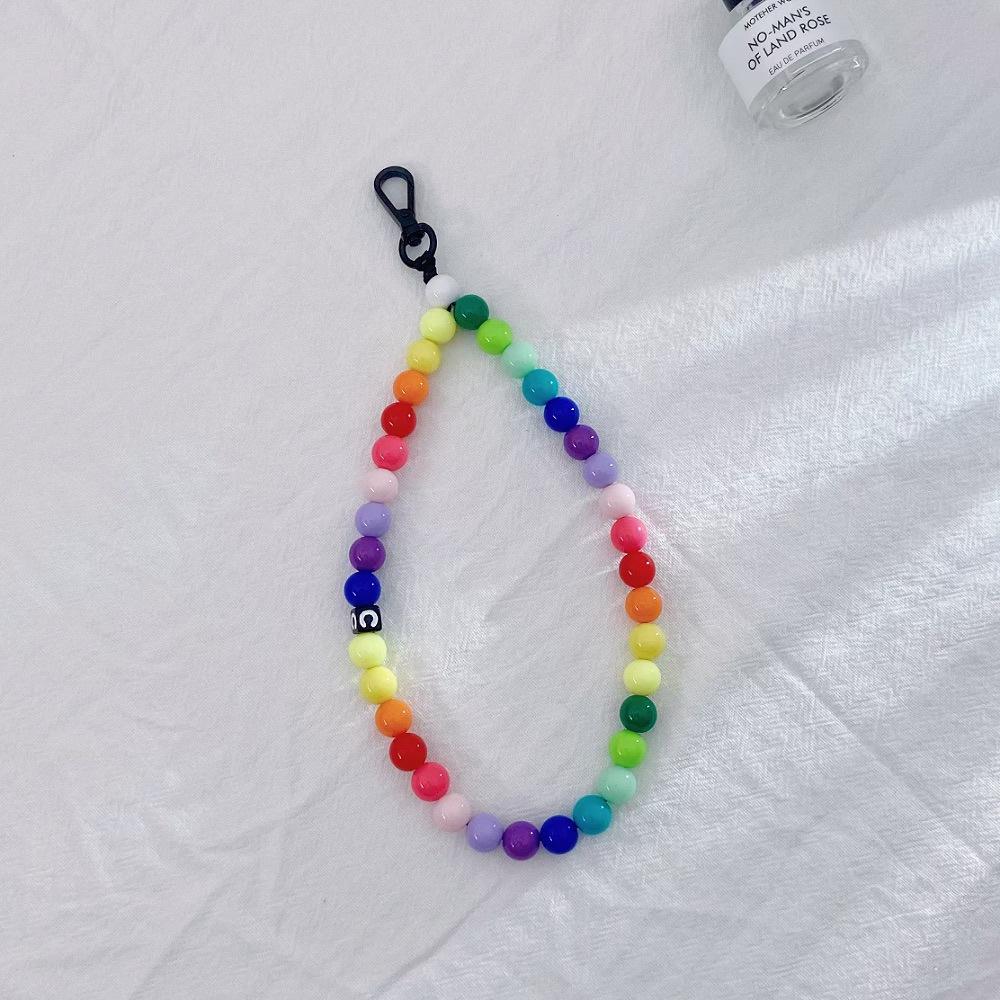 

Japan and South Korea C home of the same style Xiaohongshu INS color red acrylic beads fashion anti-lost hand carry diagonal span pendant mobile phone
